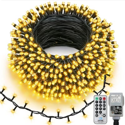 Extra Lange 20 Meter LED Lichtsnoer Buiten met 400 Lichtjes, Timer en Afstandsbediening - Warm Wit