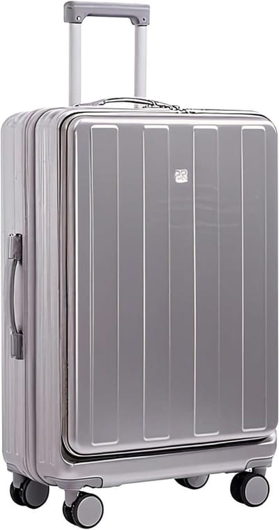 Reiskoffer - Koffer Trolley - Handbagage Vervoeren - Voorvak met USB - 20 inch en 24 inch - Zilver