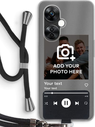 Gepersonaliseerd - Case Company® - Hoesje met koord geschikt voor OnePlus Nord CE 3 Lite hoesje met Koord - Music Player - Telefoonhoesje met Zwart Koord - Bescherming aan alle Kanten en Over de Schermrand