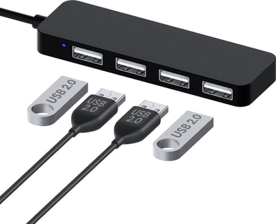 MMOBIEL 4 Port USB 2.0 Data Hub - Geschikt voor Laptop / Computer / PC