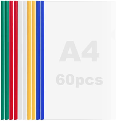 Dailygoods- Klemrails A4 60 Stuks - Rapportafdekking - U-Schuifstang - Kunststof - Waterdicht - Duurzaam Polypropyleen - Documentenmap