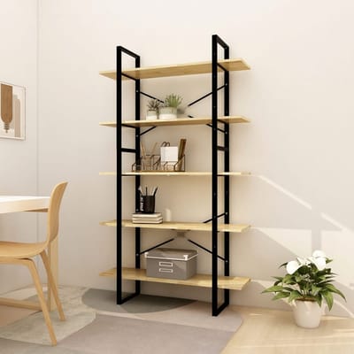 vidaXL - Boekenkast - met - 5 - schappen - 100x30x175 - cm - massief - grenenhout