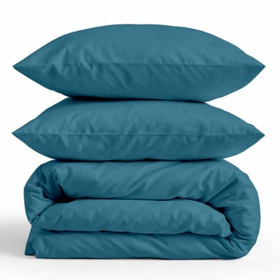 Decoware Dekbedovertrek Uni 140x220 cm - Blauw - Katoensatijn - Met Kussensloop - Eenpersoons