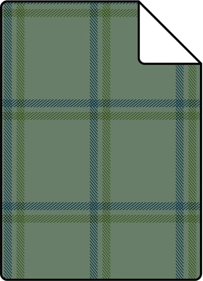 Proefstaal ESTAhome behang ruiten donkergroen en blauw - 26.5 x 21 cm - 132163-S