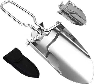 Dailygoods - Aililong vouwbare tuin schop – Mini handschop uit roestvrij staal, vouwbaar met riemzak, voor de tuin, bloemenschop, kamperen en buitenactiviteiten