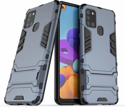 Coverup Hoesje - Geschikt voor Samsung Galaxy A21s Hoesje - Coverup Armor Kickstand Back Cover - Blauw
