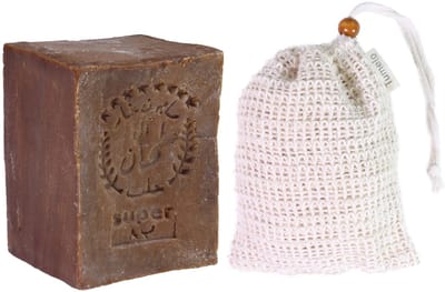 TUMELO Originele Aleppo-zeep 200 g 60% olijfolie 40% laurierolie + sisal zeepzakje, handgemaakte olijfoliezeep Natuurzeep - Test