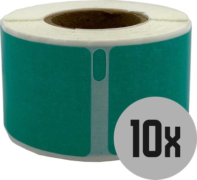DULA Dymo kompatible Etiketten, S0722370 99010, 28 x 89 mm, Grün, Permanent, 10 Rollen, 130 Etiketten pro Rolle