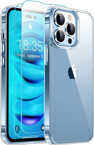 Hoesje Geschikt voor iPhone 14 Pro Max Hoesje transparant Anti Shock silicone hoesje - Hoesje Geschikt voor iPhone 14 Pro Max hoesje silicone Backcover hoesje - Hoesje Geschikt voor iPhone 14 Pro Max screenprotector Glazen 2 pack