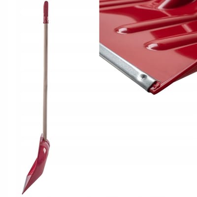 KADAX Sneeuwschep van kunststof, schep met ergonomische D-handgreep, bladbreedte: 45 cm, sneeuwschuiver met houten steel, sneeuwschep, sneeuwruimer (rood)