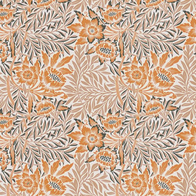 Bloemen behang Profhome 390582-GU vliesbehang glad met bloemmotief mat oranje zwart wit beigebruin 5,33 m2