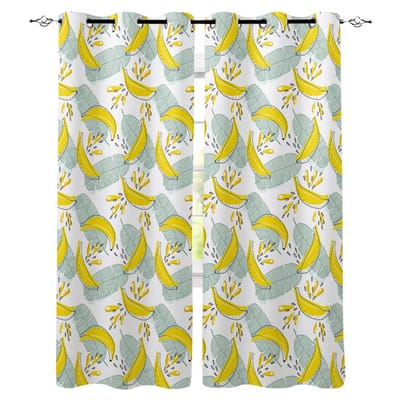 Bananenbladeren En Bananen Huisdecoratie Raambekleding Slaapkamer Keuken Gordijnpaneel Gordijnen voor Woonkamer 135W x 60H(cm)