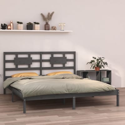 vidaXL - Bedframe - massief - hout - grijs - 200x200 - cm