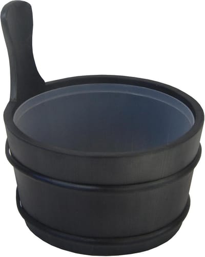 Saunia - Sauna emmer - zwart 4 Liter - hout - plastic binnenbak