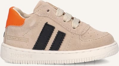 Shoesme Beige Sneakertje - Sneakers Kinderen - Jongens - Beige Black - Suède - Maat 19