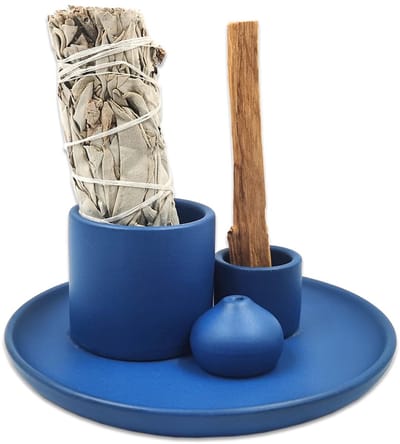 Dailygoods- Wierookhouder 3-in-1 - Wierookstokjeshouder - Wierookbrander - Keramiek - Ideale woondecoratie - Inclusief reinigingsborstel/pincet - Wierookstandaard