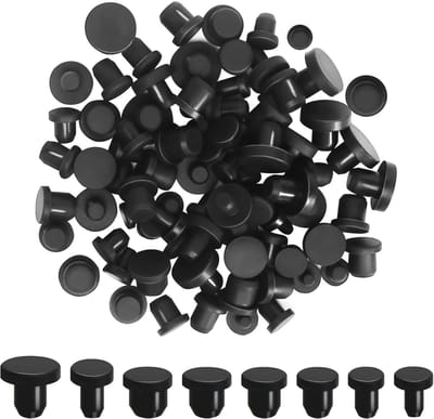 Dailygoods - 80 stuks rubberen stop, siliconen stop, zwarte solide siliconen stop, ronde blinde stop, siliconen, zacht, voor gaten, met 4 - 9,5 mm binnendiameter flessen buizen