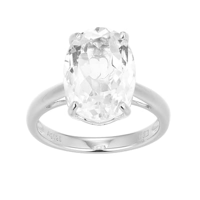 Cavill - Zilveren ring 925 Sterling met 5,419 ct ovale witte topaas Brazilië - Elegante prong zetting ring - Luxe dames sieraden