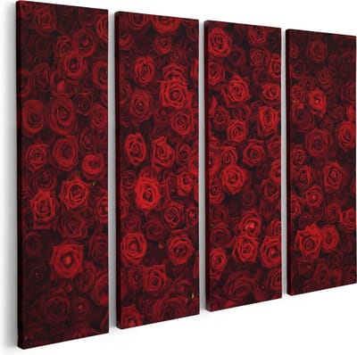 Artaza Canvas Schilderij Vierluik Rode Rozen Achtergrond - 80x60 - Foto Op Canvas - Canvas Print