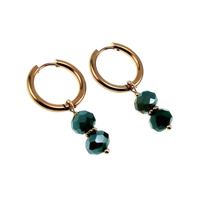 ∅18mm Oorbellen Dames - Verguld RVS - Oorringen met Groen Oostenrijkse Kristallen Hanger