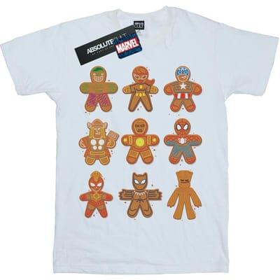 Marvel Heren Avengers Kerstmis Peperkoek T-Shirt (Wit)
