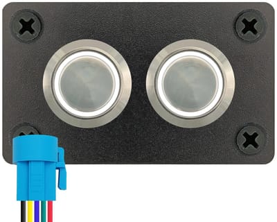 ProRide Metalen drukschakelaars in Tweevoudig inbouwpaneel 220V ON-OFF - 19mm - IP67 - LED indicatie Wit