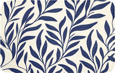 Badmat 80x50 cm - Antislip - Bladeren - Klimop - Donkerblauw - Badmatten voor badkamer - Badkamermat - Douchemat - Badkamer mat
