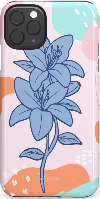 Casetastic hoesje geschikt voor Apple iPhone 11 Pro Max - Dubbellaagse bescherming - Roze Paarse Lelie Bloemen - Fashion Case - Wit Perzik Lichtblauw Mintgroen