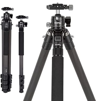 Ultra Compact Carbon Tripod 138cm - Lichtgewicht Camera Statief met 360° Balhoofd en QR Plaat - Tot 12kg