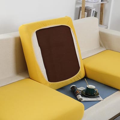 Stofdicht Sofa Kussenhoezen Voor Huisdieren Kinderen Stretch Soild Kleur Sofa Kussenhoezen Voor Woonkamer Home Hotel Bank Hoes Back cushion cover geel