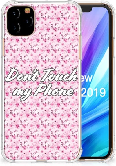 Apple iPhone 11 Pro Max Anti Shock Case Flowers Pink DTMP