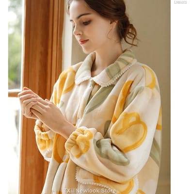 Winter Pyjamasets voor Dames Meerkleurig Dierlijk Bloemenprint Lange Mouw Loungewear Hoge Kwaliteit Nachtkleding XL