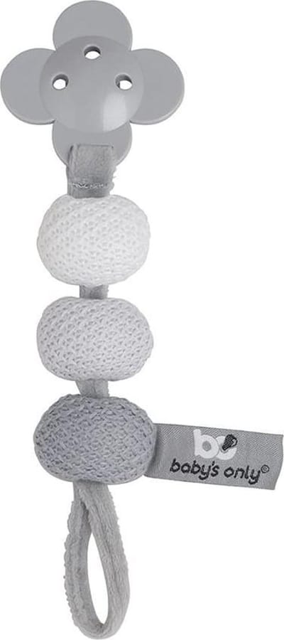 Baby's Only Gebreid speenkoord - Fopspeenkoord - Fopspeenketting - Zilvergrijs/Grijs/Wit - Baby cadeau