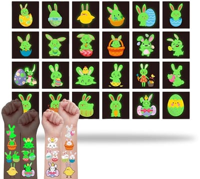 Dailygoods- Tatoeages Lichtgevend - 24 Vellen - Tijdelijke Tatoeages - Plak- en Verwijderbare Stickers - Feestdecoraties - Cadeautjes voor Kinderen - Stickertatoeages
