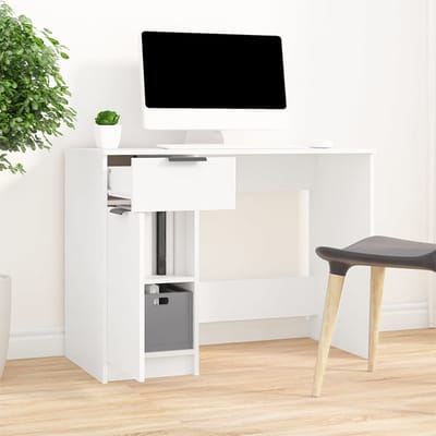 vidaXL - Bureau - 100x50x75 - cm - bewerkt - hout - wit