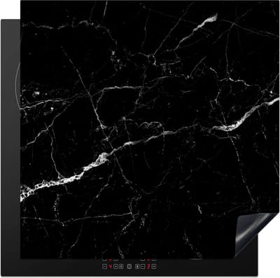 KitchenYeah inductie beschermer 78x78 cm - Marmer print - Zwart wit - Kookplaataccessoires - Afdekplaat voor kookplaat - Anti slip mat - Keuken decoratie inductieplaat - Inductiebeschermer - Inductiemat - Beschermmat voor fornuis