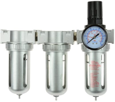 GEKO 3-traps luchtfilter met drukregelaar en droger - polycarbonaat - tot 60°C - 1/2" aansluiting