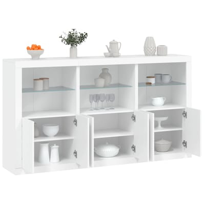 vidaXL - Dressoir - met - LED-verlichting - 181,5x37x100 - cm - wit