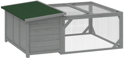 Solayne Konijnenhok - Konijnenren - Konijnenhok voor Buiten - Konijnenkooi - Incl. ren - Asfalt dak - Open dak - 125.5x100x49 cm