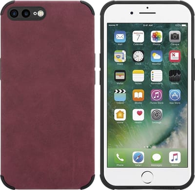 Cadorabo Hoesje geschikt voor Apple iPhone 7 PLUS / 7S PLUS / 8 PLUS in Bourgondisch Paars - Beschermhoes gemaakt van TPU-silicone Case Cover met fijne faux-suède achterzijde