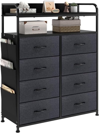 Dailygoods- Opbergkast Stevig - 8 Laden - 2-Laags Houten Planken - Metalen Frame - Verstelbare Poten - Muurbevestigingen - Opbergkist