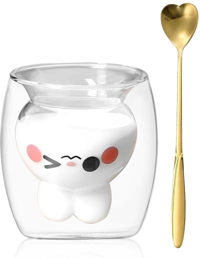 Dailygoods - Dubbelwandige koffieglazen, 2 stuks, dubbelwandige latte macchiato-glazen met 2 lepels, glazen bekers, cocktailglazen, beker, borrelglazen voor whisky, wodka, absint, 300 ml