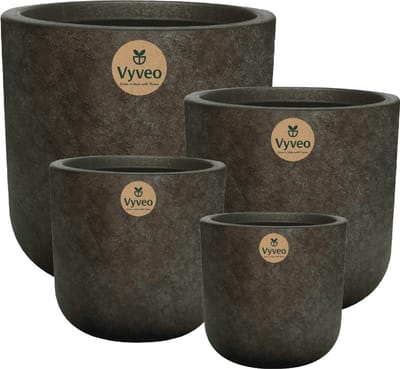 Vyveo - Bloempot Orena - Set van 4 - Goud metallic - Bloempot voor binnen en buiten - Lichtgewicht - Breukbestendig - Vorstbestendig - UV-bestendig
