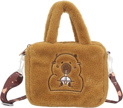 Schattige Pluche Crossbody Tas, Schoudertas met Verstelbare Schouderband, Ideaal voor School, Reizen en Winkelen, 20×16×7cm