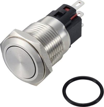 TRU COMPONENTS TC-12647480 Druktoets 250 V/AC 3 A 1x uit/(aan) IP65 Moment Messing (verchroomd) 1 stuk(s)