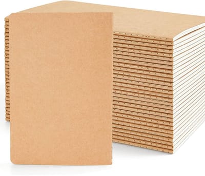 Kraft Notitieboeken - Schetsboek Dagboek - Tekenen Schrijven - Ongevoerd Papier - A5 30 Stuks - Bruin