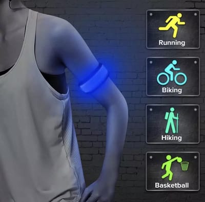 Chibaa OPLAADBAAR LED LIGHNTNING BAND BLAUW| 3 standen | Reflecterende Hardloop Verlichting - Hardloop | Running Safety Led Light/ Reflecterende armband led / veiligheidsverlichting/ Hardloop verlichting/ USB OPLAADBAAR / Sportarmbanden|