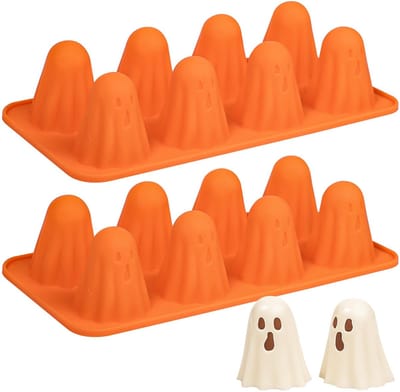 Dailygoods - Kamehame Ghost Moulds Siliconen 2 stuks 8 holtes Halloween Chocolade Mallen Spook Vormige Bakvorm Spook Pudding Mal voor het maken van chocolade, snoep, gelei, ijsblokjes
