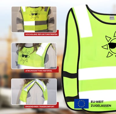 Kyto Safe! - Set van 2 Veiligheidsvesten reflecterend geel voor kind / jeugd (4-15jr)