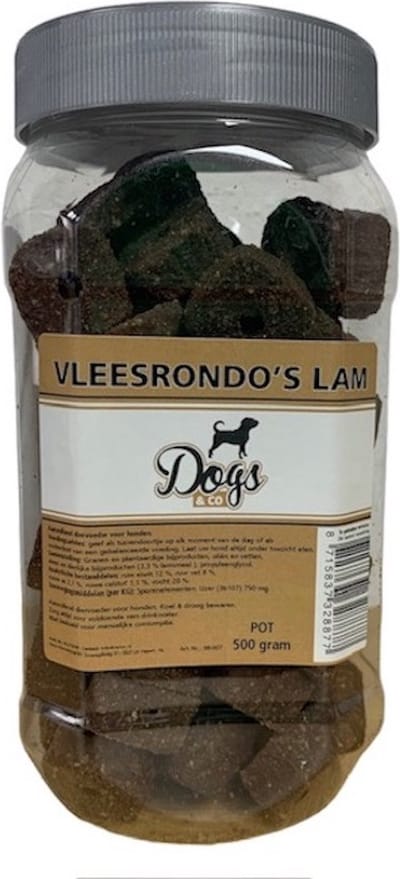 Dogs&Co® Honden snacks in Pot 500 gram - Vleesrondo's Lam